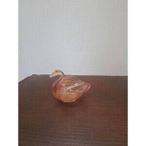 Vintage Pink Irridescent Swan Open Salt/Trinket Dish